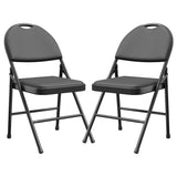 Set di 2 sedie pieghevoli Garvee, metallo, piedini antiscivolo, seduta in PU, impilabili, per uso interno ed esterno, feste, sala da pranzo, grigio scuro, beige, rosso scuro - Nero PU