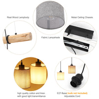 Lampada da tavolo da pranzo moderna in legno retrò GARVEE | Altezza regolabile fino a 135 cm e 4 paralumi in tessuto | Decorazione per soggiorno, sala da pranzo