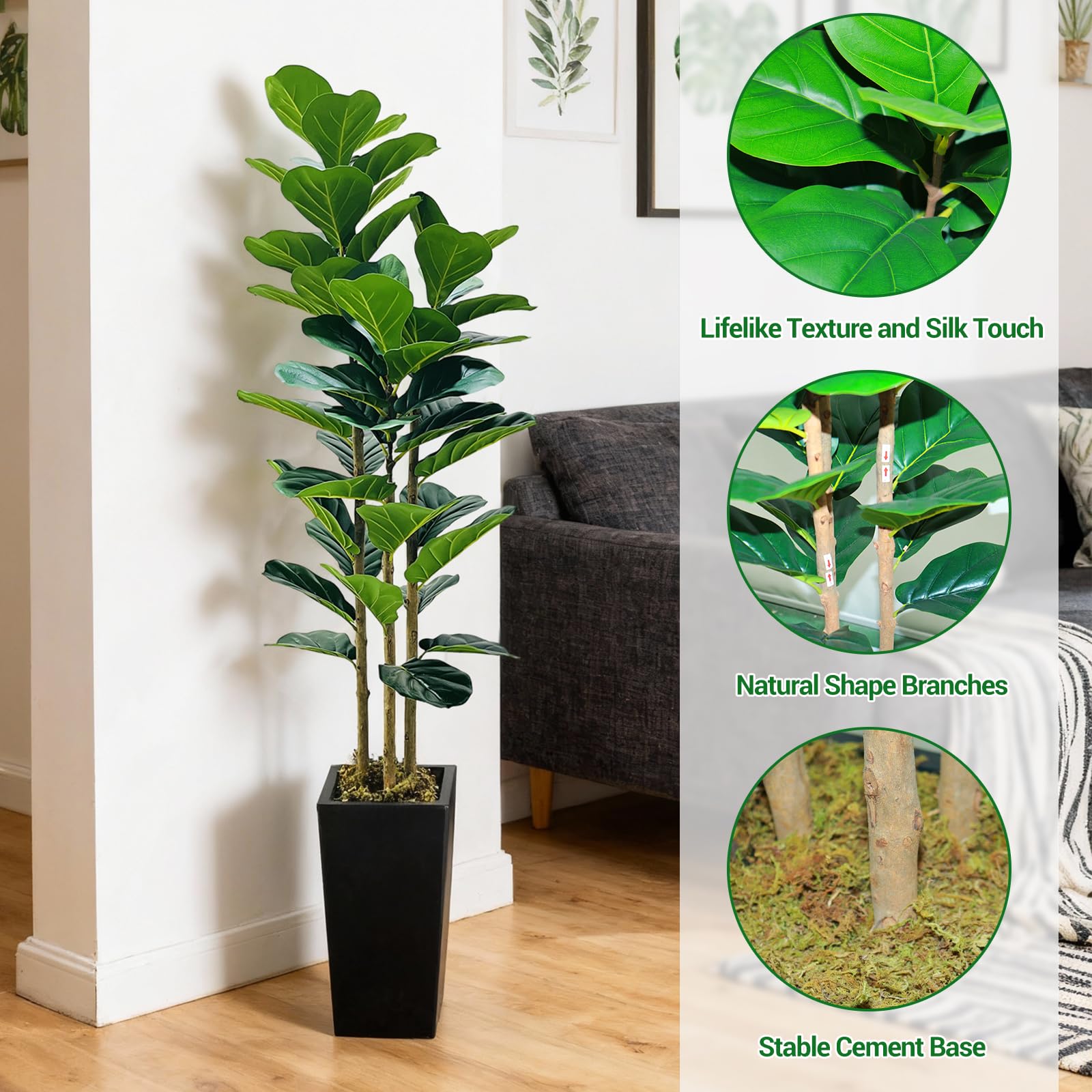 Albero artificiale da interno Garvee da 5 piedi, design realistico, senza manutenzione, versatile per casa e ufficio, verde