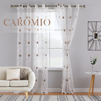 Tende in voile GARVEE con motivo floreale, semitrasparenti, in poliestere leggero, marrone, 140x245 cm, per cucina e bagno