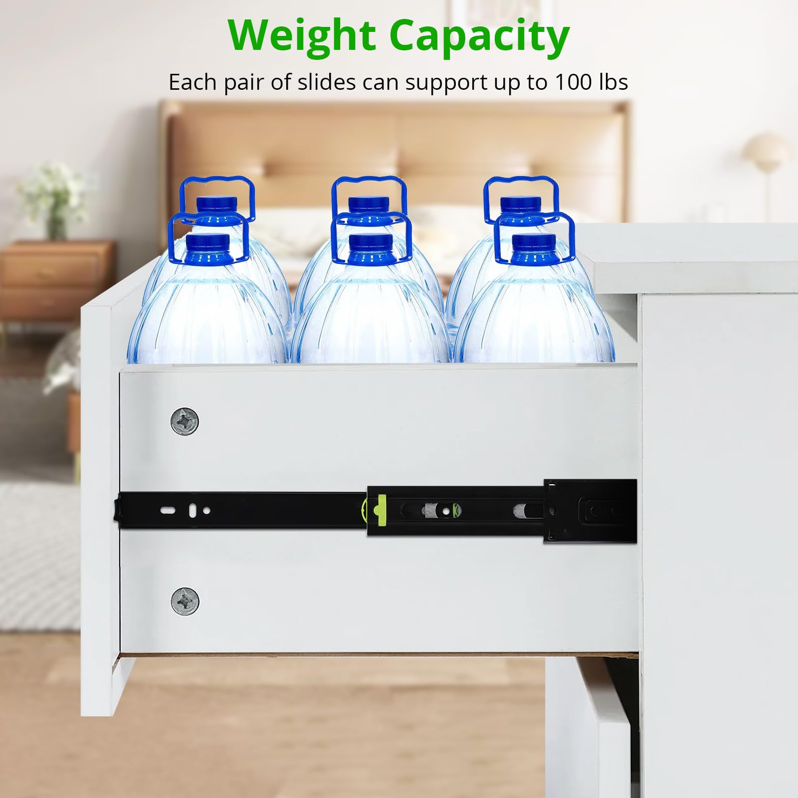 Guide per cassetti Garvee per impieghi gravosi, capacità di 100 libbre, estensione completa, cuscinetti a sfera in acciaio, chiusura ammortizzata, basso rumore, montaggio laterale da 12/14/16 pollici, cassetta degli attrezzi da cucina