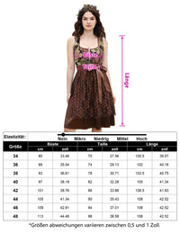 Garvee Midi Dirndl, elegante abito tradizionale da donna con grembiule in pizzo per l'Oktoberfest e le feste tradizionali, A-Marrone, 38