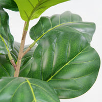 Albero artificiale di Ficus Lyrata Garvee da 5 piedi con vaso in vera corda, foglie regolabili, base in cemento stabile per soggiorno e ufficio, verde, 1,5 metri