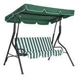 Garvee Sedia Dondolo da Esterno con Tettuccio Regolabile 3 Posti Cuscini Spessi Struttura in Acciaio Giardino Patio - Green Stripe