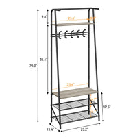 Panca multifunzionale per corridoio Garvee 4 in 1 – Con 5 ganci, scarpiera e struttura in metallo effetto legno per corridoio e soggiorno