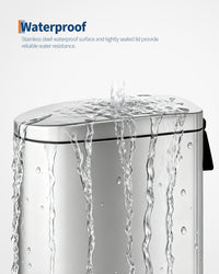 Pattumiera Garvee in acciaio inox da 10 litri con coperchio a chiusura ammortizzata e contenitore interno per bagno e camera da letto, compatta, impermeabile, con maniglia, argento