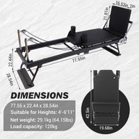 Garvee Pilates Reformer pieghevole con trampolino, 2 fasce di resistenza, struttura in metallo, regolabile, salvaspazio, allenamento a casa