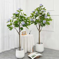 Albero di ortensia artificiale Garvee da 4 piedi/5 piedi con vaso moderno per l'arredamento del soggiorno e dell'ufficio, facile da pulire, robusto, realistico, verde