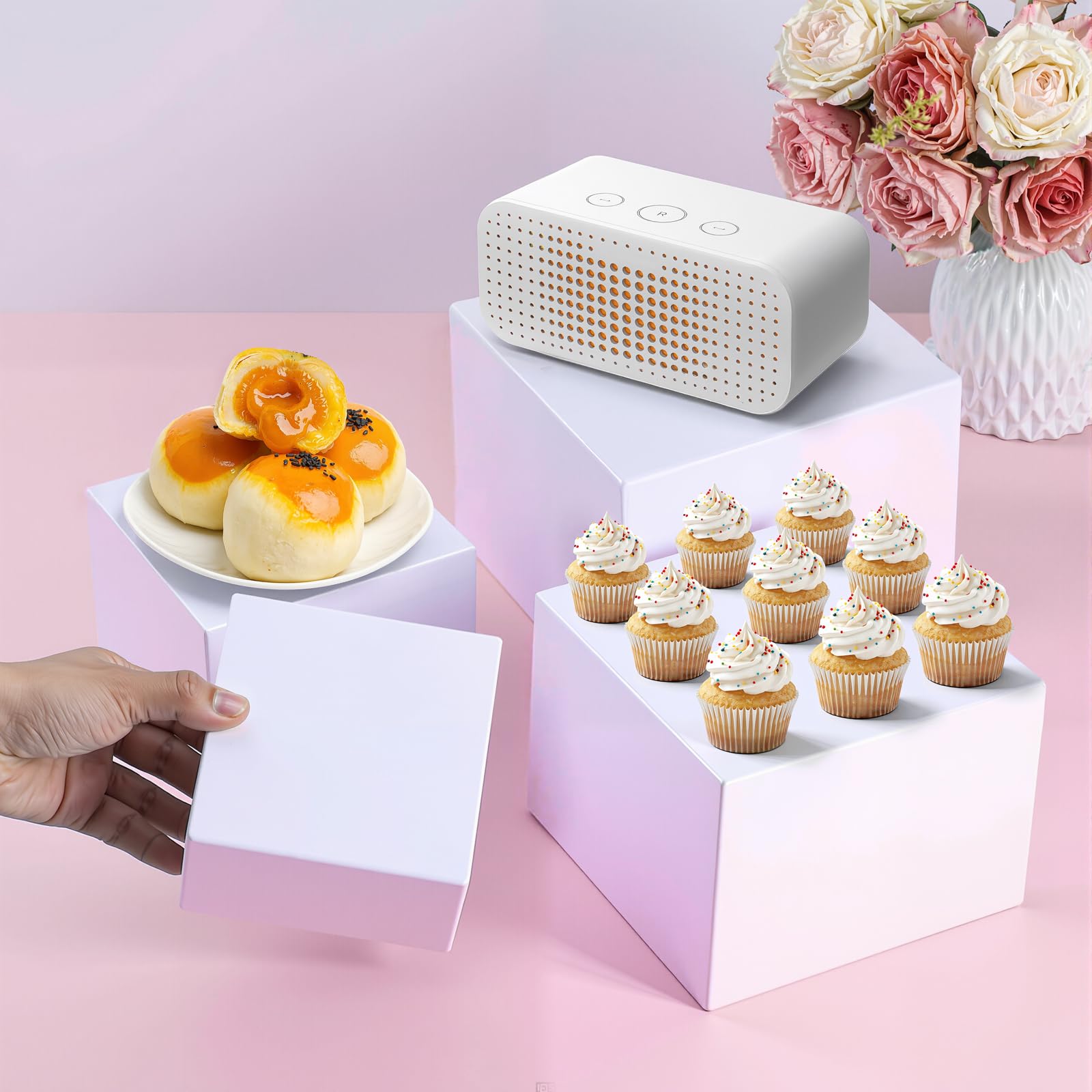 Espositore per buffet Garvee in acrilico bianco, impilabile, stabile, per feste e matrimoni, 7-10 pollici