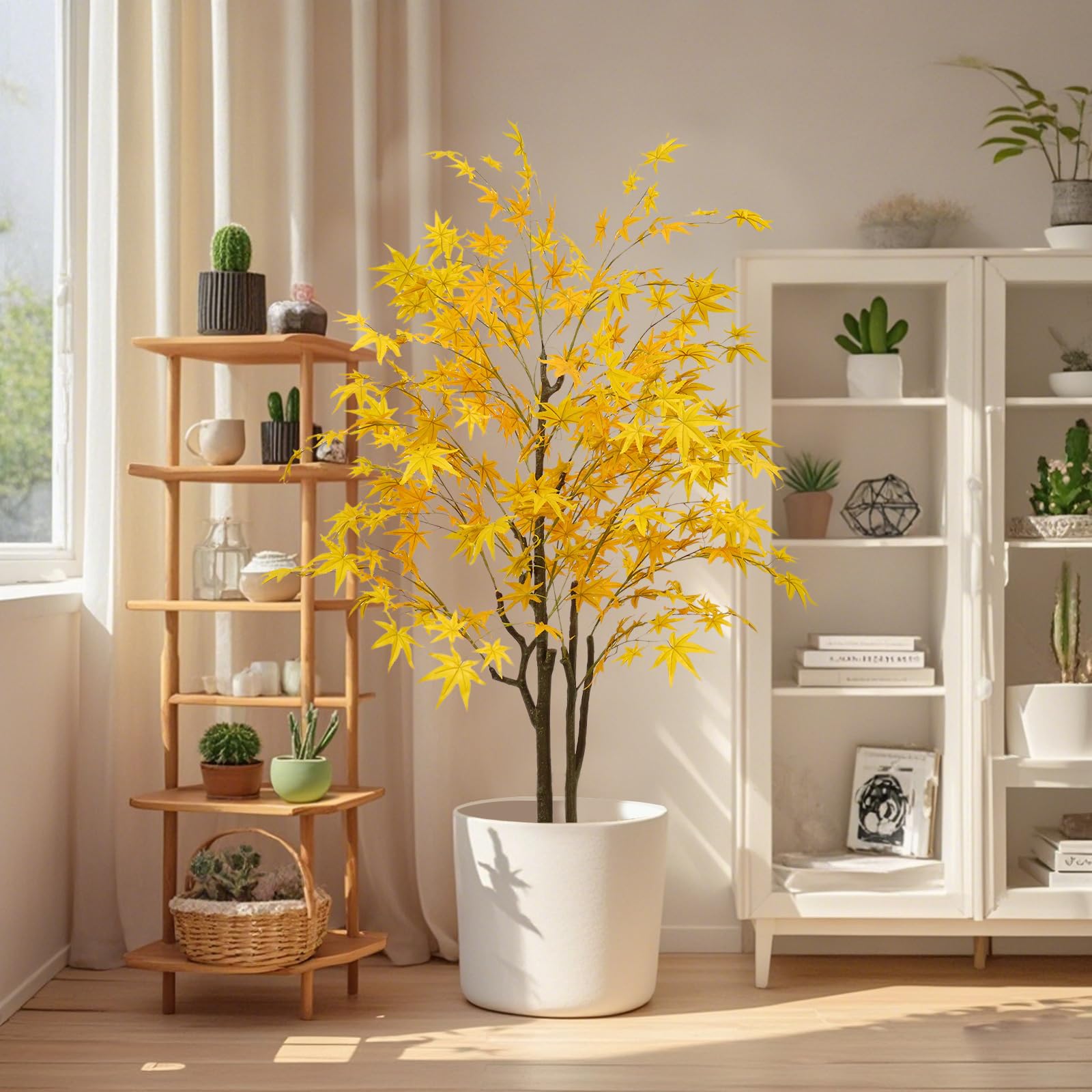 Albero di acero artificiale Garvee da 5 piedi con foglie autunnali realistiche, vaso di plastica flessibile in seta, decorazione versatile per celebrazione e soggiorno