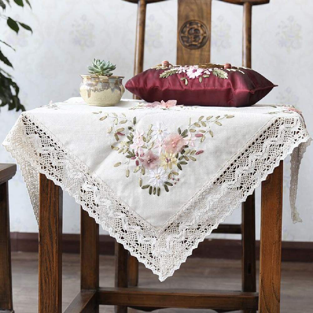 Garvee Kit Ricamo Fai-da-Te Per Tovaglia 90x90cm In Lino Selezionato, Alta Resistenza, Traspirante, Cotone Fine Intrecciato, Senza Telaio, Decorazioni Casa