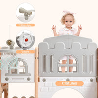 Garvee Scivolo per bambini 8 in 1 con struttura per arrampicata, telescopio, canestro da basket, tunnel per bambini da 1 a 3 anni, stabile, ecologico, colorato