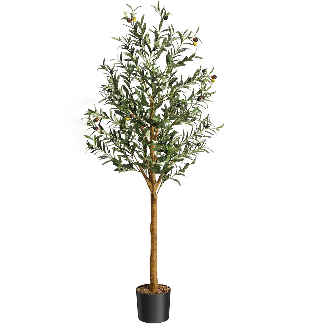 Albero di ulivo artificiale Garvee da 5 piedi con tronco realistico in PE, rami regolabili, fioriera robusta in PP per soggiorno e ufficio, verde