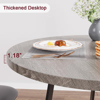 Tavolo da pranzo rotondo Garvee per 2 persone con 2 sedie imbottite, struttura in metallo robusto, piano in MDF, grigio retrò, salvaspazio per stanze piccole