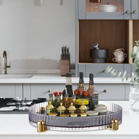 Vassoio portaoggetti girevole Garvee, organizer per cosmetici girevole a 360°, porta spezie da cucina, trasparente, 28x28x4,7 cm