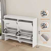Garvee Mobile Porta Scarpe con 4 Cassetti Ribaltabili, Organizzatore in MDF Bianco per Ingresso e Soggiorno, Salvaspazio, 47.2"x10.3"x36.6"