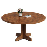 Garvee Tavolo Da Pranzo Rotondo 120 cm Per 4 Persone, MDF Robusto, Base Stabile, Regolabile, Noce, Cucina E Sala Da Pranzo