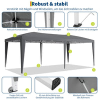 Gazebo 3x6 m pop-up Garvee Heavy Duty tenda a baldacchino con 6 pannelli laterali rimovibili per feste ed eventi all'aperto, regolabile, nera