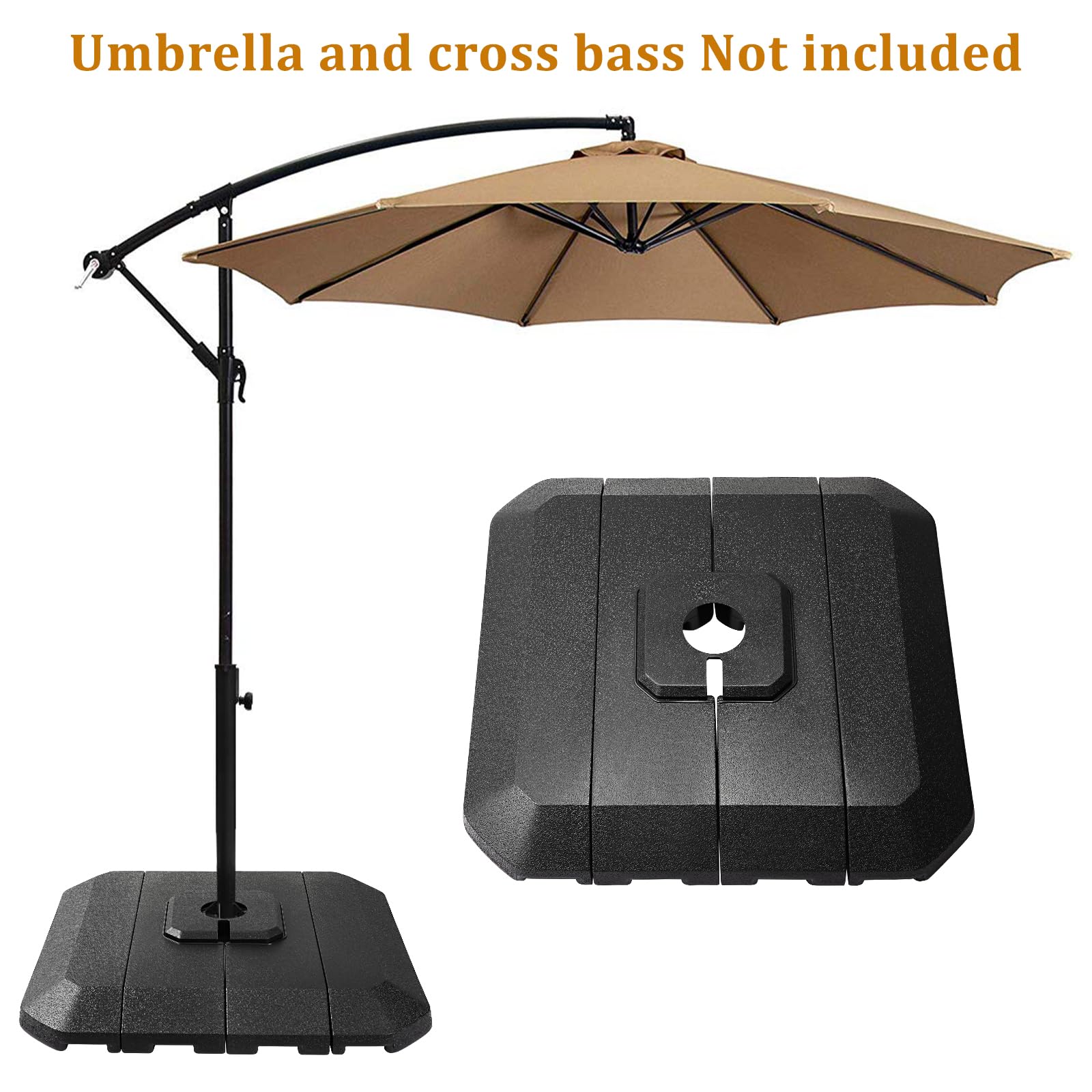 Base per ombrellone Garvee, riempibile con acqua o sabbia, per giardino e balcone, grandi ombrelloni a sbalzo, nero, resistente alle intemperie