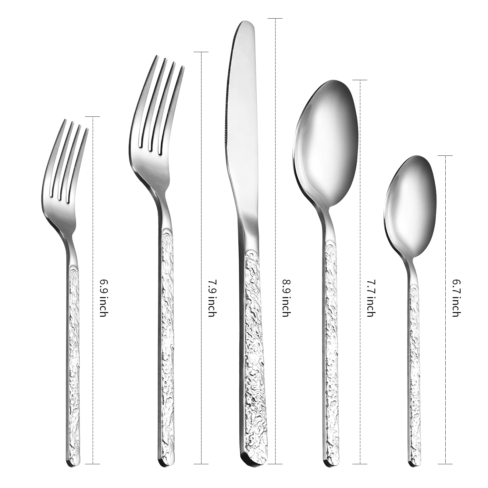 Set di posate Garvee da 30 pezzi in argento per 6 persone, acciaio inossidabile 18/10 di alta qualità, lavabile in lavastoviglie, manico decorato, resistente, per casa e ristorante, argento