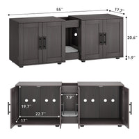 Garvee Lettiera per gatti con doppio scomparto, in legno, noce, per 2 gatti, soggiorno, spaziosa e inodore