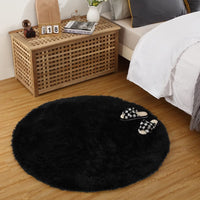Tappeto rotondo Garvee Fluffy 3'3,3" per cameretta dei bambini, morbido velluto a pelo lungo, nero, antiscivolo, arredamento per soggiorno e camera da letto