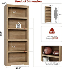 Garvee Libreria Rustica Alta 75" con 2-6 Ripiani Regolabili in MDF, Anti-Ribaltamento, per Soggiorno e Studio, Elegante Design Neutro
