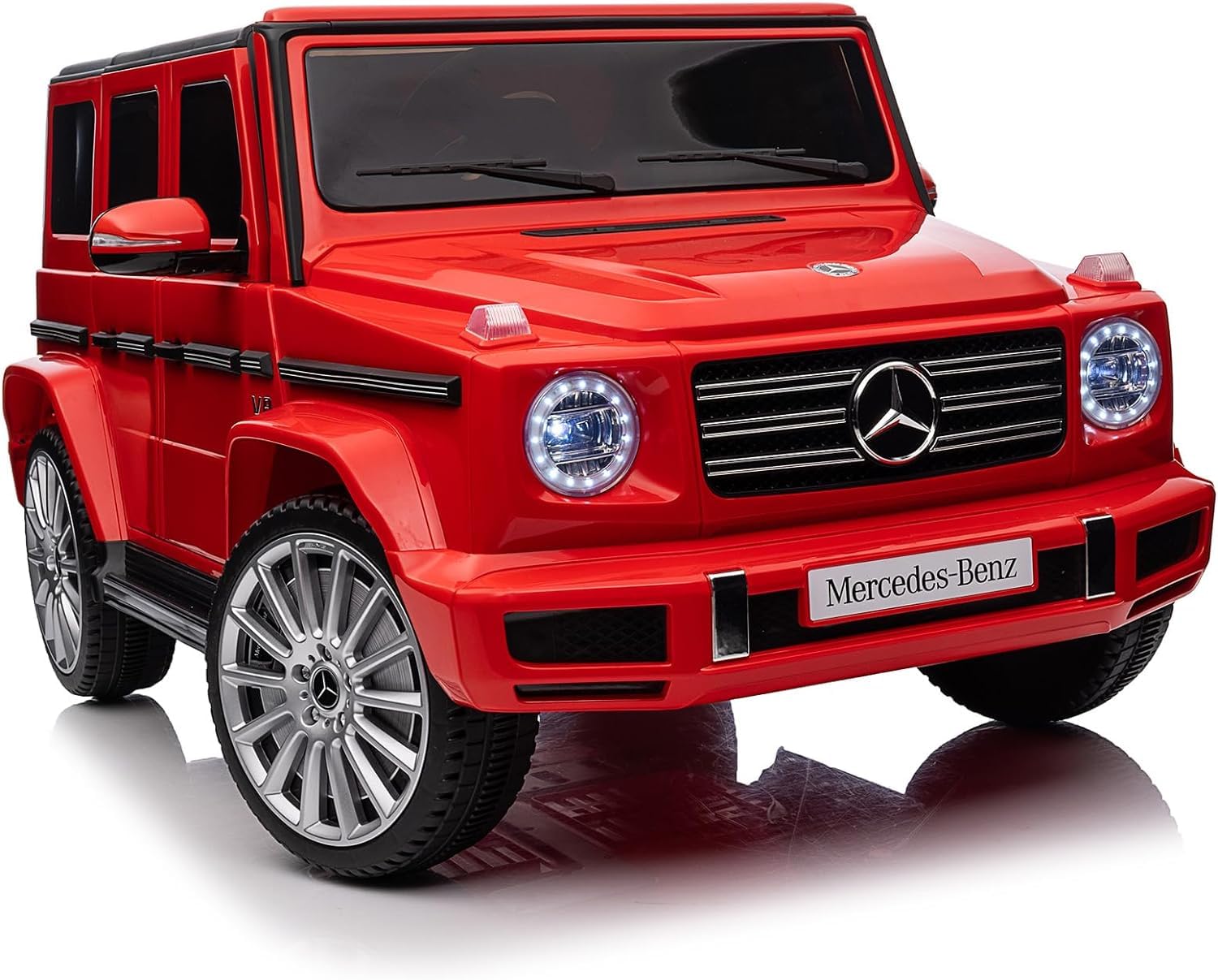 GARVEE Auto elettrica per bambini, veicolo elettrico da 12 V, auto elettrica con telecomando, 3 velocità, clacson, LED, musica, USB, MP3, Bluetooth, per ragazzi e ragazze (rosso)