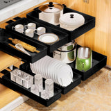Organizzatore per cassetti Garvee per mobili da cucina, 3 misure, ABS e metallo, silenzioso, per cucina e bagno, flessibile, robusto, facile da installare - Nero
