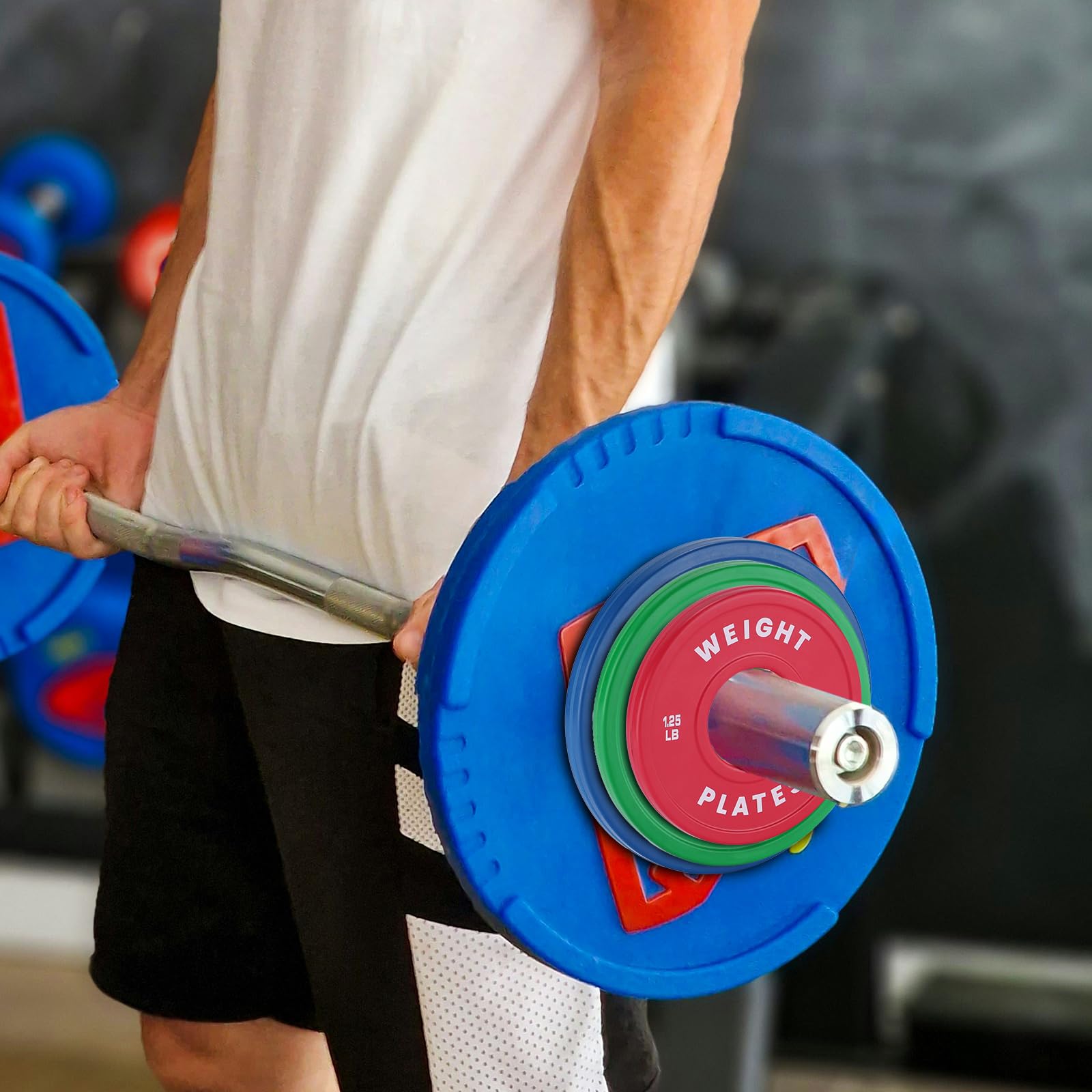 Dischi paraurti Garvee, pesi in gomma, foro da 2", 1,25-300 libbre, anelli in acciaio ammortizzanti, pesi colorati per allenamento della forza, fitness a casa