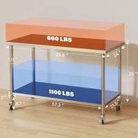 Tavolo da lavoro in acciaio inossidabile Garvee 60x24 pollici con gambe fisse, altezza 35 pollici, argento per cucina e officina