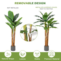 Albero di banano artificiale Garvee da 6 piedi con 21 foglie, fioriera grigia, rami regolabili per casa e ufficio, materiale PE resistente, vaso di cemento stabile