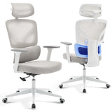 Garvee Sedia Ufficio Ergonomica con Supporto Lombare Regolabile, Braccioli 3D, Schienale Alto in Mesh Traspirante, Base Robusta, per Casa e Ufficio, Nero, Taglia Standard - Grigio-P
