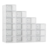 Garvee 18-Pack Scatole Scarpe Grandi Pieghevoli Organizer Trasparenti Impilabili Plastica Ventilate Misura Grande Uso Armadio e Ingresso - White