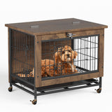 Garvee Gabbia per cani di piccola taglia con 2 porte e ruote per cani di piccola e media taglia Soggiorno 26,38"x19,69"x25,59" Legno e metallo