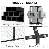 Pollaio Garvee grande 120x40x40 con 3 scomparti, resistente alle intemperie, struttura in acciaio robusto, protezione sicura per polli e conigli, nero