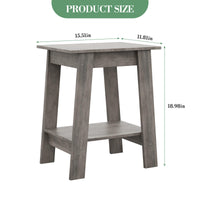 Tavolino laterale Garvee Farmhouse con contenitore, comodino rustico a 2 ripiani in legno impermeabile, grigio, per soggiorno e camera da letto, compatto