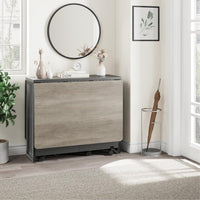 Tavolo da pranzo pieghevole Garvee Carlo Grey con 6 ruote e ripiano a 2 livelli per piccoli spazi 50,1"P x 31,4"L x 29,5"A