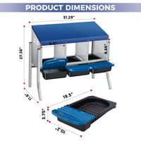 Nido per polli Garvee a 3 fori in acciaio inox con vassoio rimovibile per fattoria e giardino, robusto, facile da pulire, argento