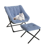 Garvee Comfy Chair XL, poltrona in pelliccia sintetica con struttura in metallo e base antiscivolo per soggiorno e camera da letto, blu, XL - Blu