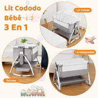 GARVEE Lettino per bambini, Culla per bambini, Lettino da comodino 4 in 1, Lettino da viaggio per bambini