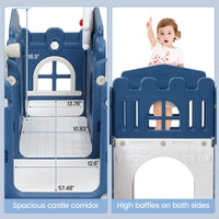 Garvee 8 in 1 Scivolo per bambini, parco giochi al coperto con canestro da basket, scala di arampicata, tunnel, telescopio, PP resistente per soggiorno e giardino, compatto, multicolore