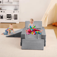 Divano modulare per bambini Garvee, set da 12 pezzi con piscina di palline per sala giochi, 47,2"x23,6"x11" grigio