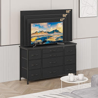 Cassettiera Garvee con 10 cassetti, cassettiera da 120 cm con gambe in metallo per camera da letto, soggiorno, ufficio, 120x70x40 cm, effetto legno