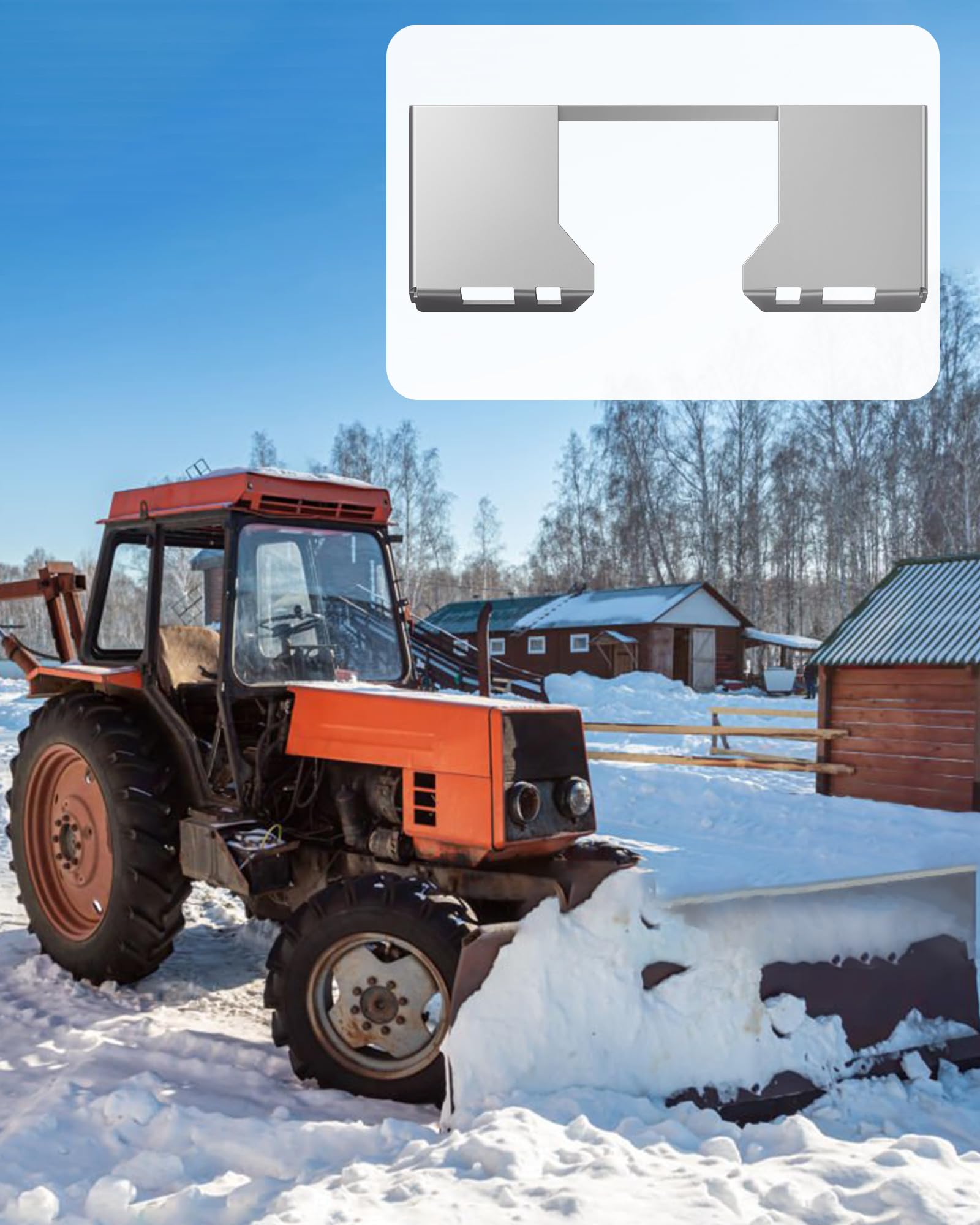 Piastra di montaggio per minipala Garvee da 5/16 pollici in acciaio universale Quick Tach per rimozione neve da trattore 46"x18,5" Protezione antiruggine