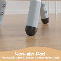 Seggiolone per bambini Garvee, altezza regolabile, 3 livelli, plastica, robusto, leggero, per bambini e bambine da 2 a 6 anni, set da 2, grigio-blu, per casa e asilo