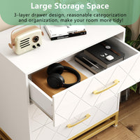 Cassettiera in legno Garvee per camera da letto, 3 cassetti, MDF, bianca, moderna, antipolvere, robusta, compatta, per corridoio o soggiorno