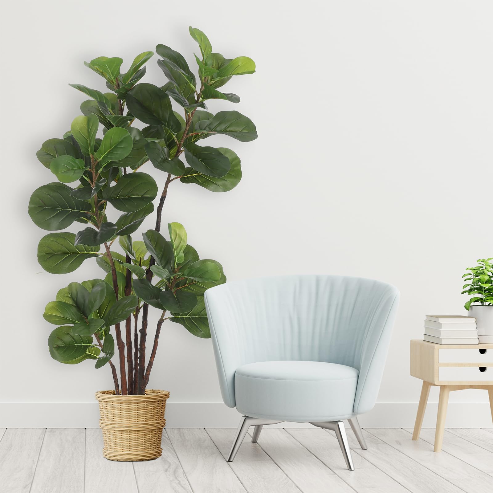 Albero di fico artificiale Garvee a foglia di violino, 4,9 piedi, con 102 foglie, per decorazioni per la casa e l'ufficio, verde, resistente alle intemperie