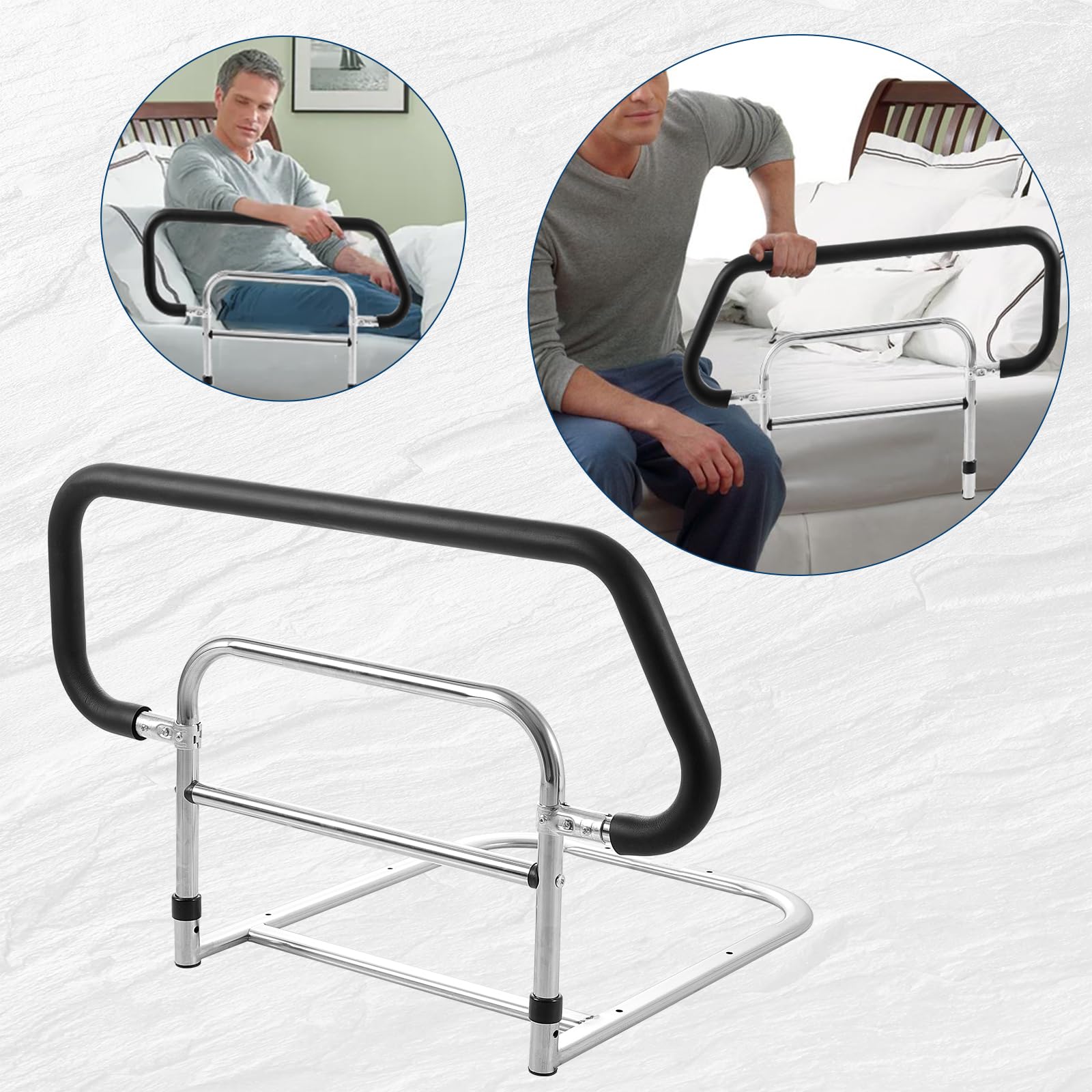 Garvee Bed Assist per anziani con sponda di sicurezza in acciaio al carbonio, 74,5 x 56 x 49,5 cm, nero