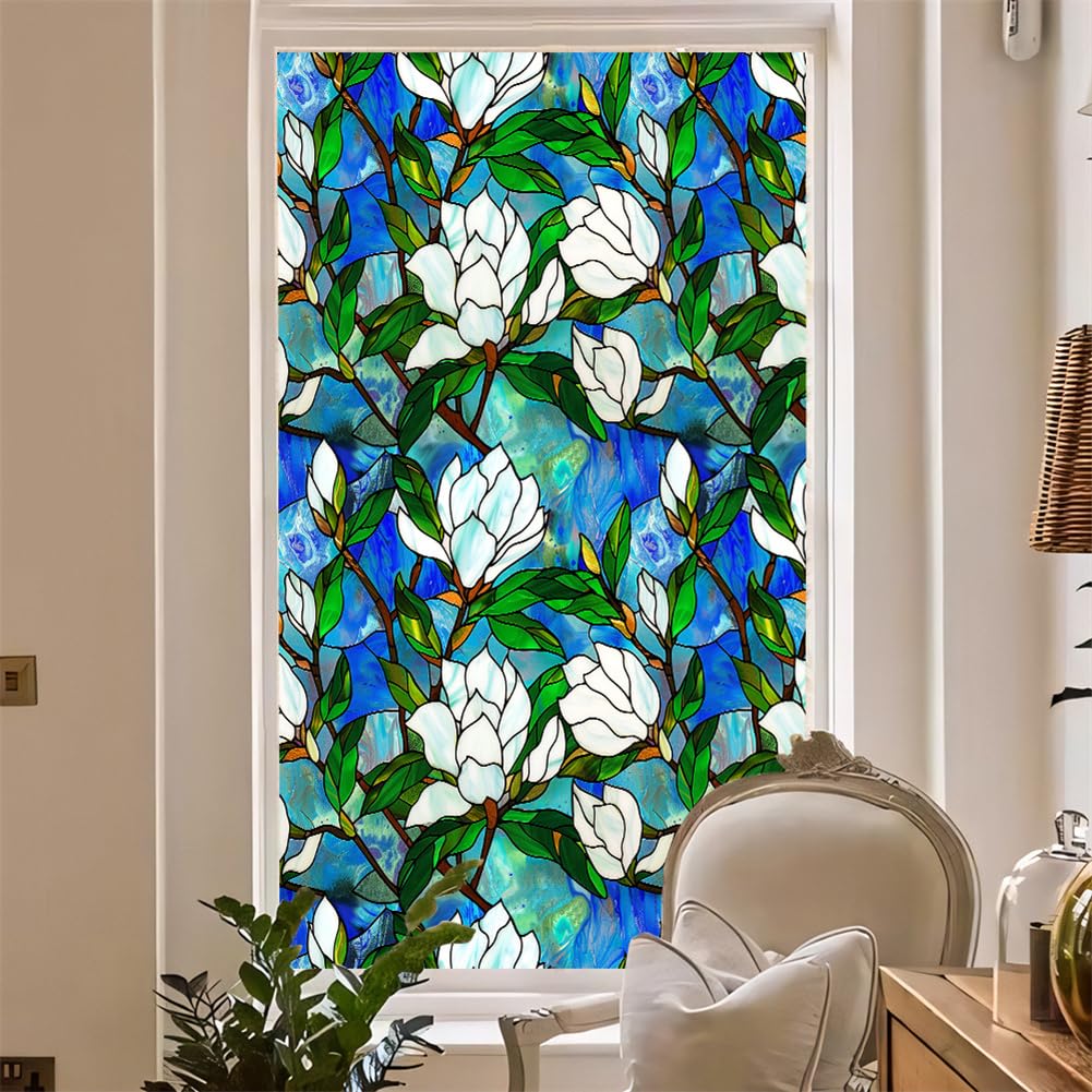 Pellicola per finestre GARVEE autoadesiva opaca anti-UV con motivo floreale 45x100cm